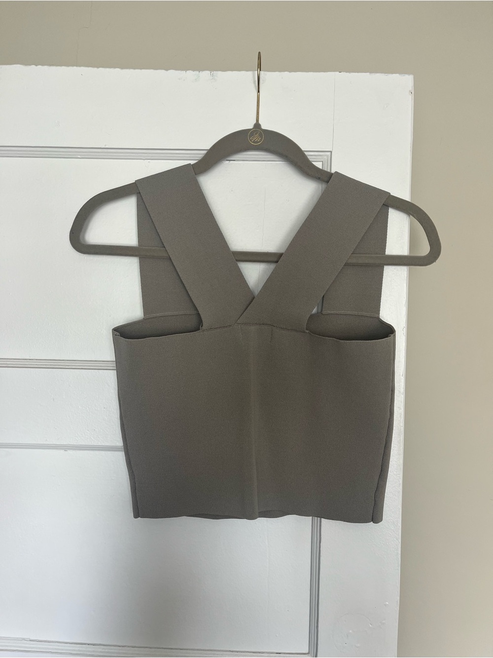 Petal & Pup Sage/Olive Gray Cropped Square Neck Tank - Picture 2 of 5